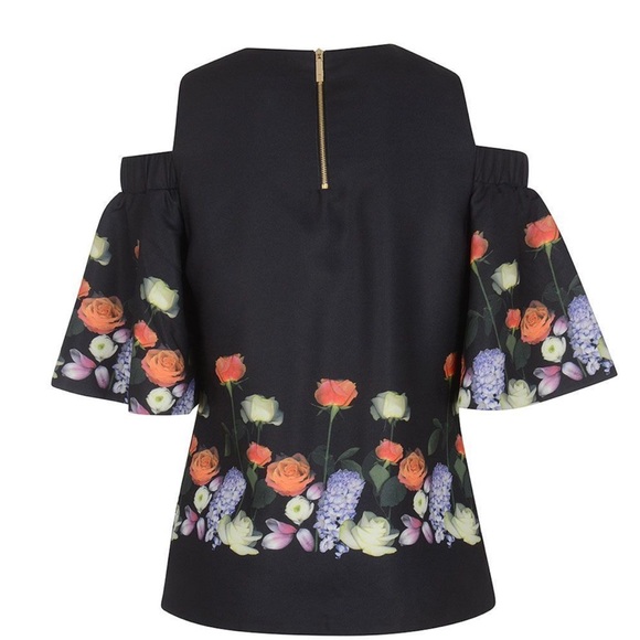 Ted Baker AMARGA KENSINGTON CUT OUT SHOULDER TOP IN BLACK - Picture 4 of 9